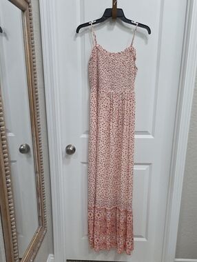 Pink Rose Pink and Cream Floral Maxi Dress